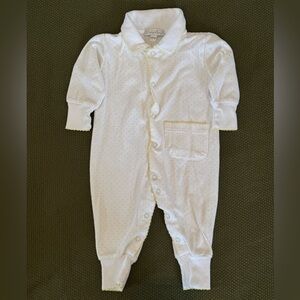 Kissy Kissy White Romper with Yellow Dots and Trim